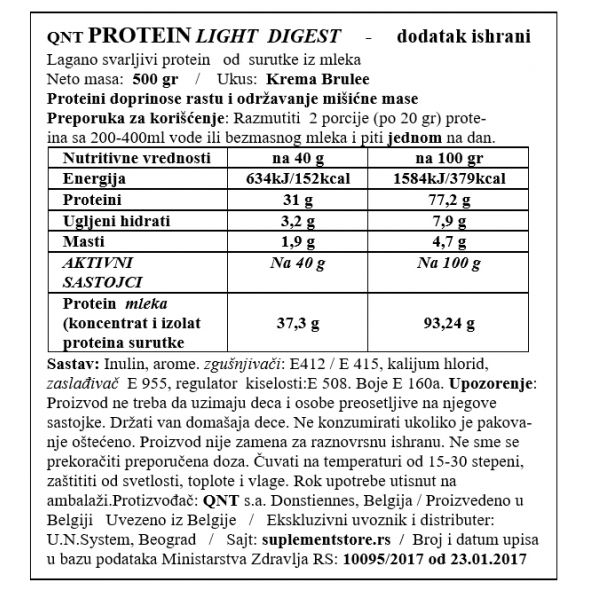 Qnt Light Digest Whey Protein 500gr